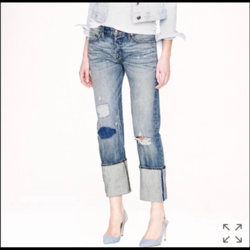 Point Sur Denim by J Crew Womens Jeans Size 27 X-Rocker Boyfriend Dirty Wash Den